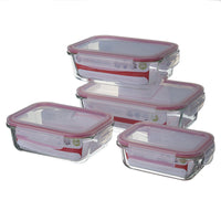 Recipiente hermético rectangular de vidrio borosilicato transparente de 370 ml