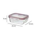 Recipiente hermético rectangular de vidrio borosilicato transparente de 370 ml
