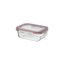 Recipiente hermético rectangular de vidrio borosilicato transparente de 370 ml