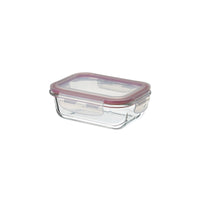 Recipiente hermético rectangular de vidrio borosilicato transparente de 370 ml