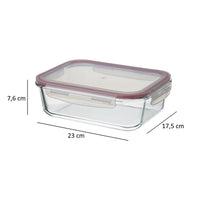 Recipiente hermético rectangular de vidrio borosilicato transparente de 1500 ml