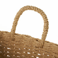 Set de 3 cestas redondas de papel trenzado beige