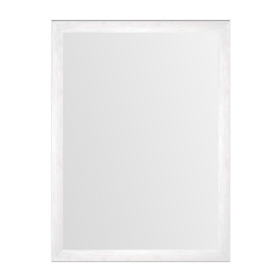 Espejo de pared con marco blanco con vetas de madera de 76x56 cm