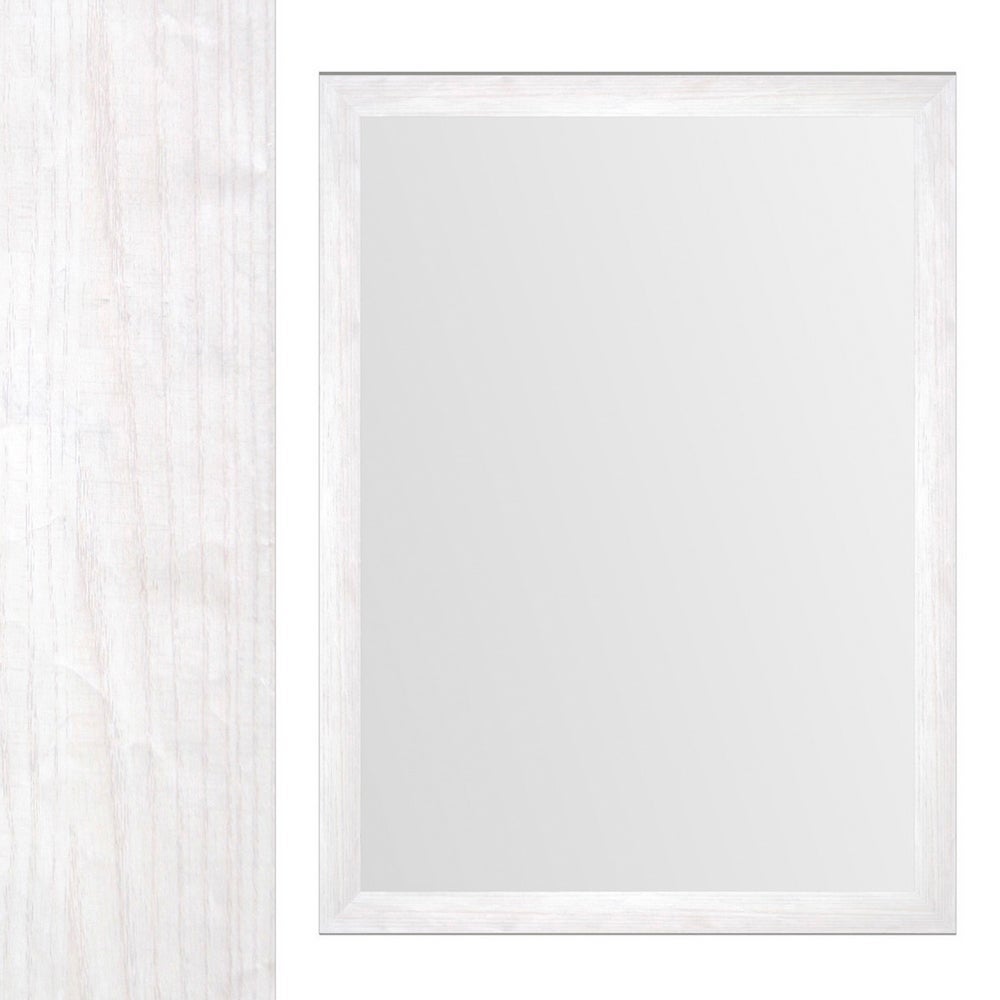 Espejo de pared decapé blanco de madera de 56x76 cm