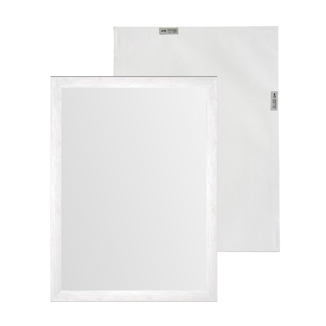 Espejo de pared con marco blanco con vetas de madera de 76x56 cm