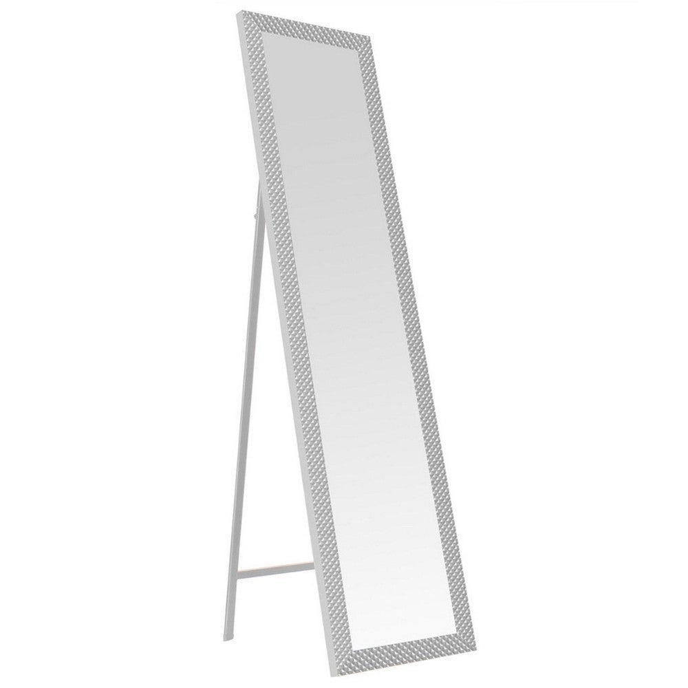 Espejo de pie 4 posiciones blanco con rombos de 37x157 cm