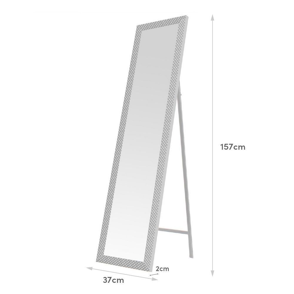 Espejo de pie texturizado blanco de 157cm