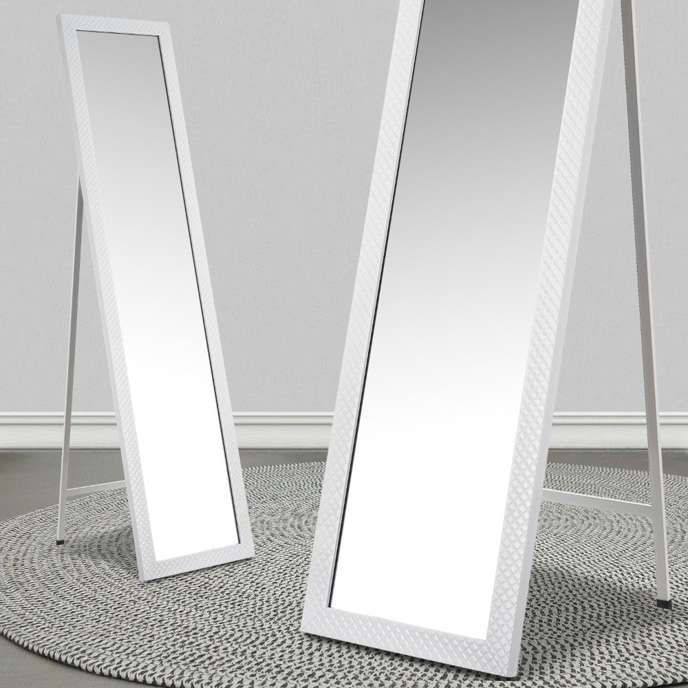 Espejo de pie 4 posiciones blanco con rombos de 37x157 cm