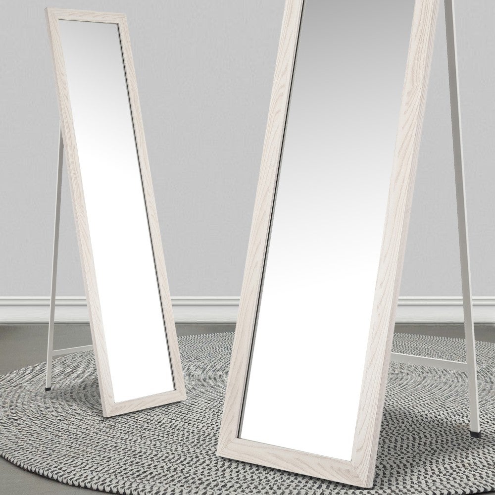 Espejo de pie blanco decapé de madera MDF de 37x157cm