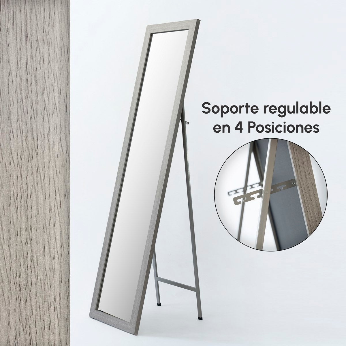 Espejo de pie de madera gris de 157cm