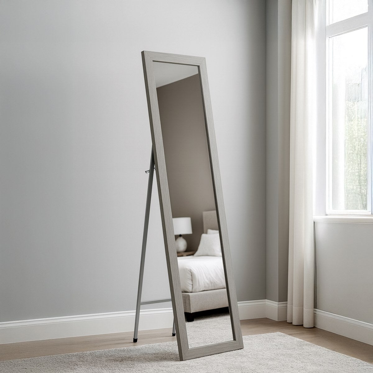 Espejo de pie de madera gris de 157cm