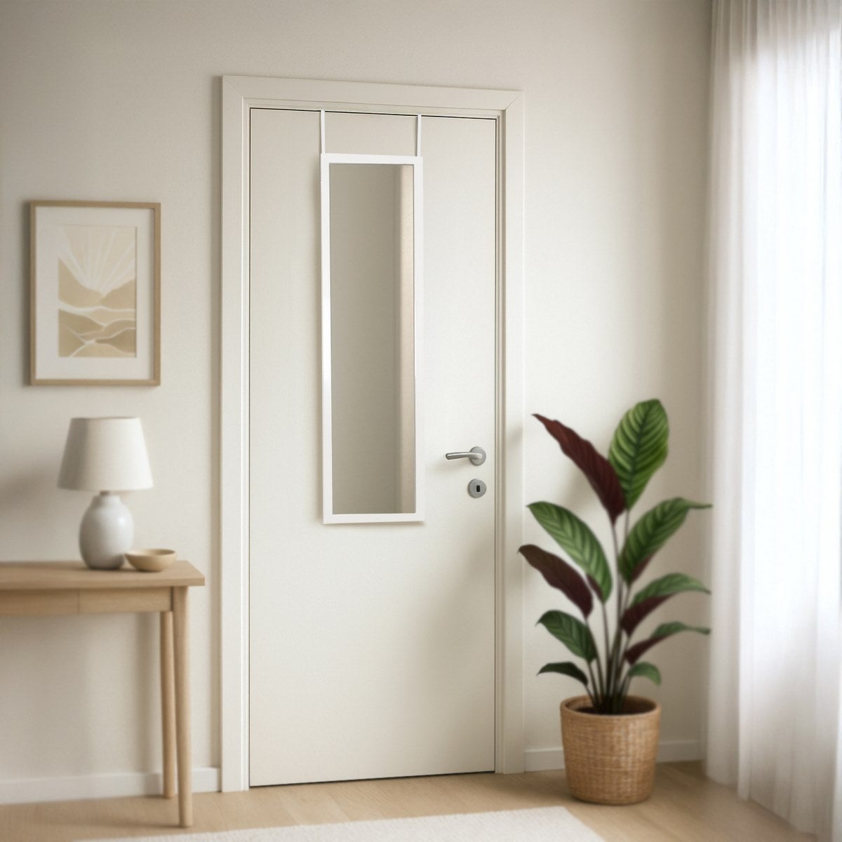 Espejo de puerta blanco de 35x125 cm