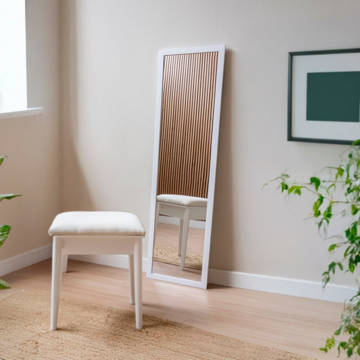 Espejo de puerta blanco de 35x125 cm