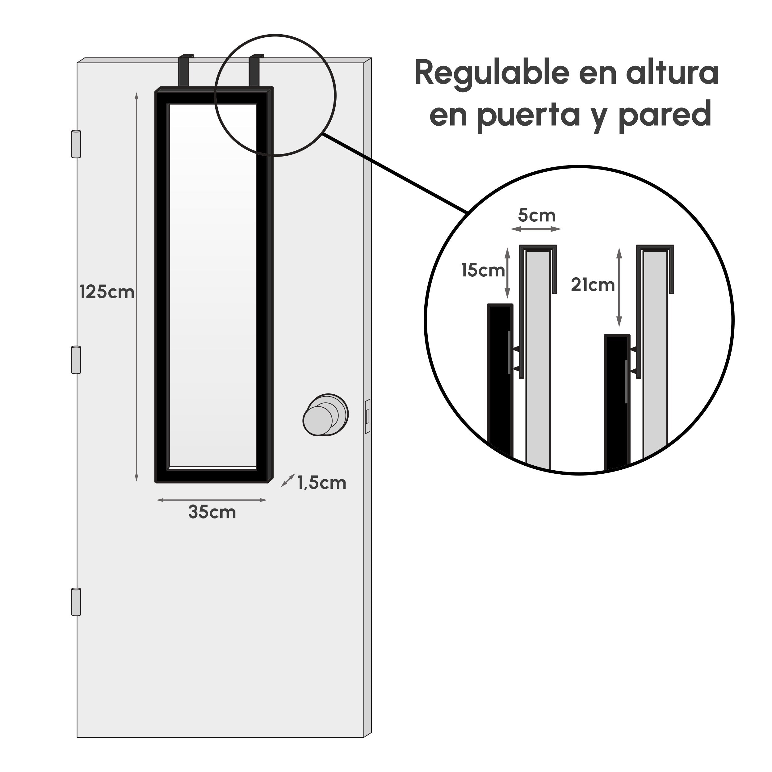 Espejo de puerta negro de 125cm
