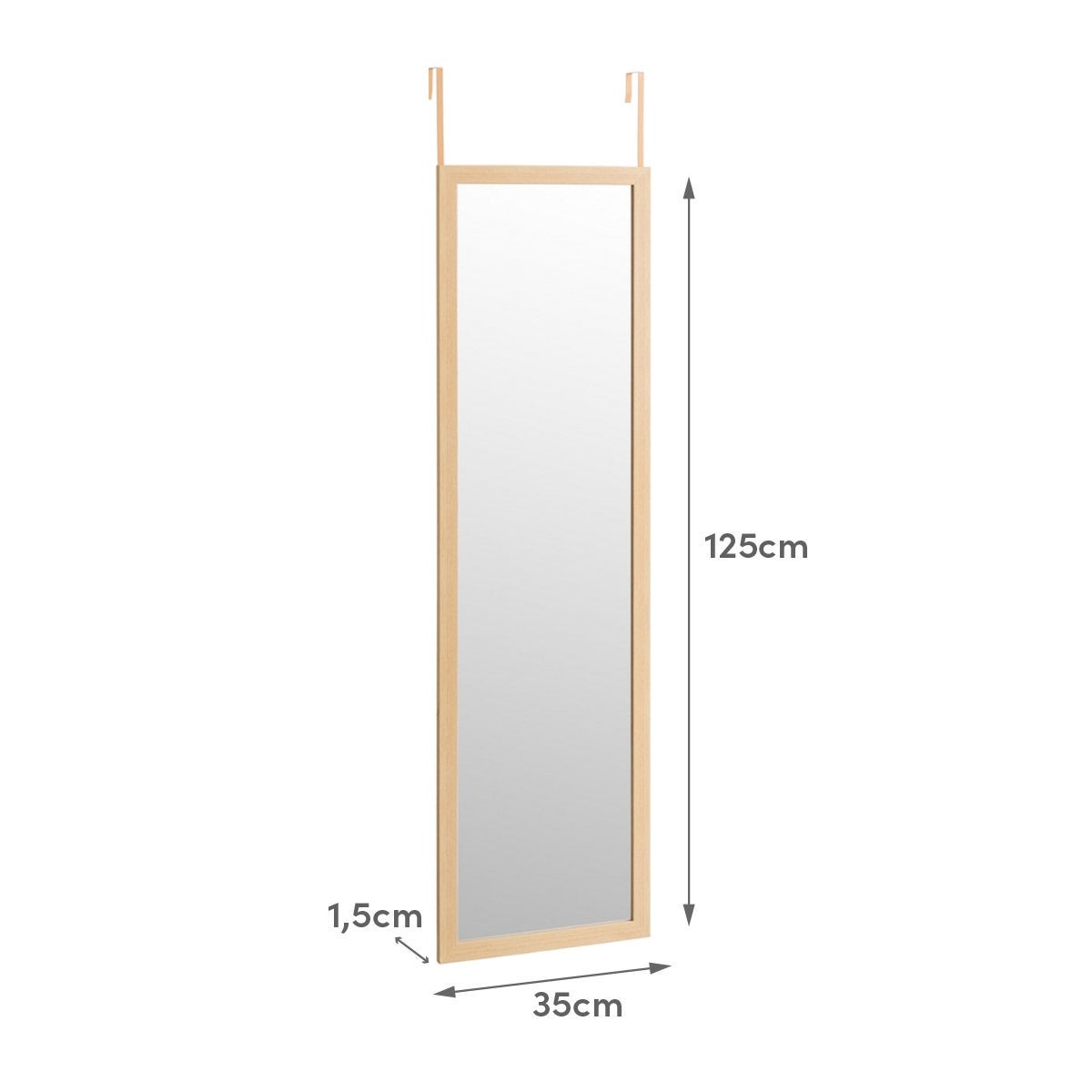 Espejo de puerta natural de 125cm
