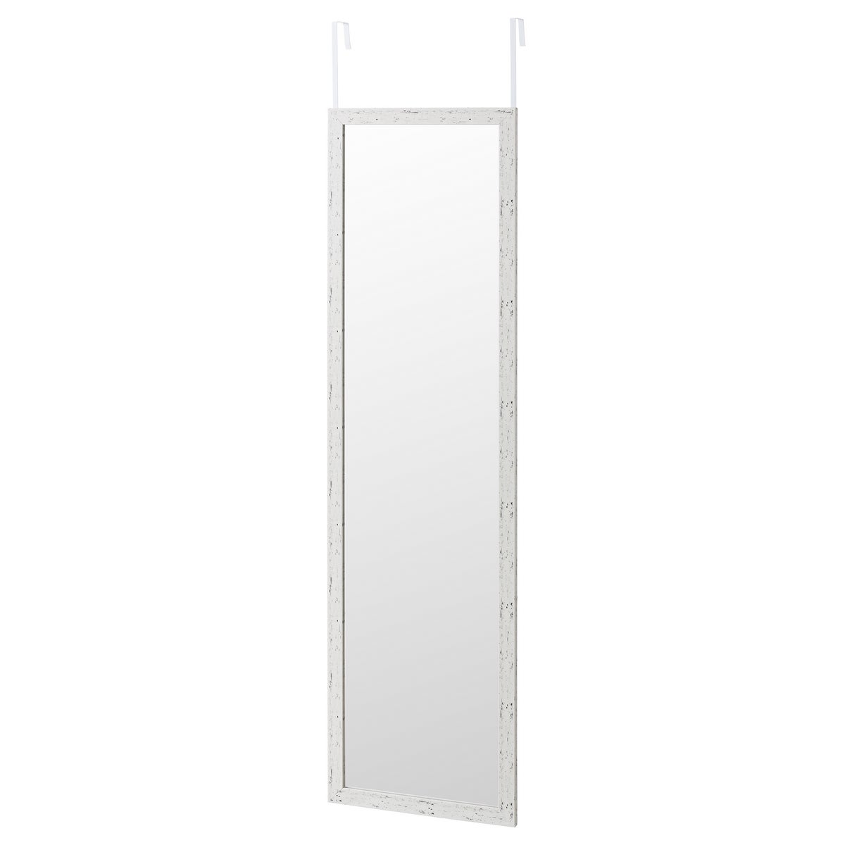 Espejo blanco decapé para puerta de 35x125 cm