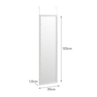 Espejo blanco decapé para puerta de 35x125 cm