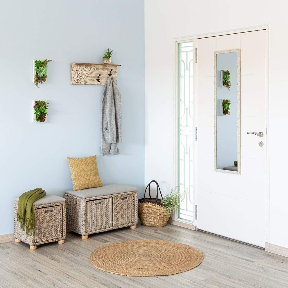 Espejo para puerta o pared de color blanco envejecido de 35x125cm