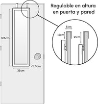 Espejo para puerta o pared de madera color roble de 35x125 cm