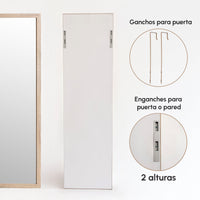 Espejo de puerta natural de madera de 35x125 cm