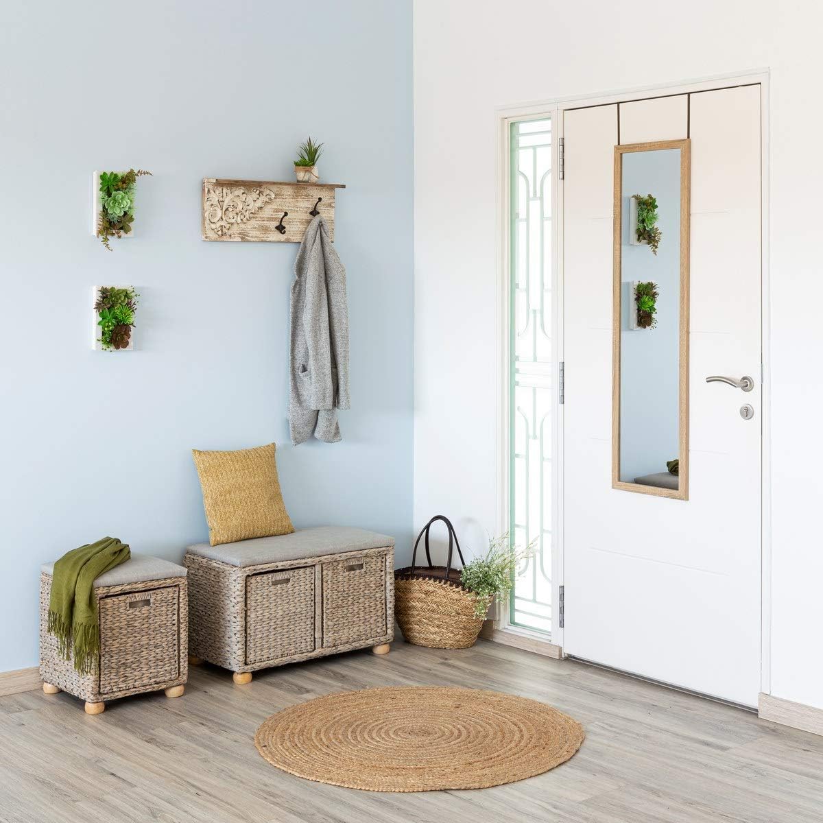 Espejo para puerta o pared de madera color roble de 35x125 cm