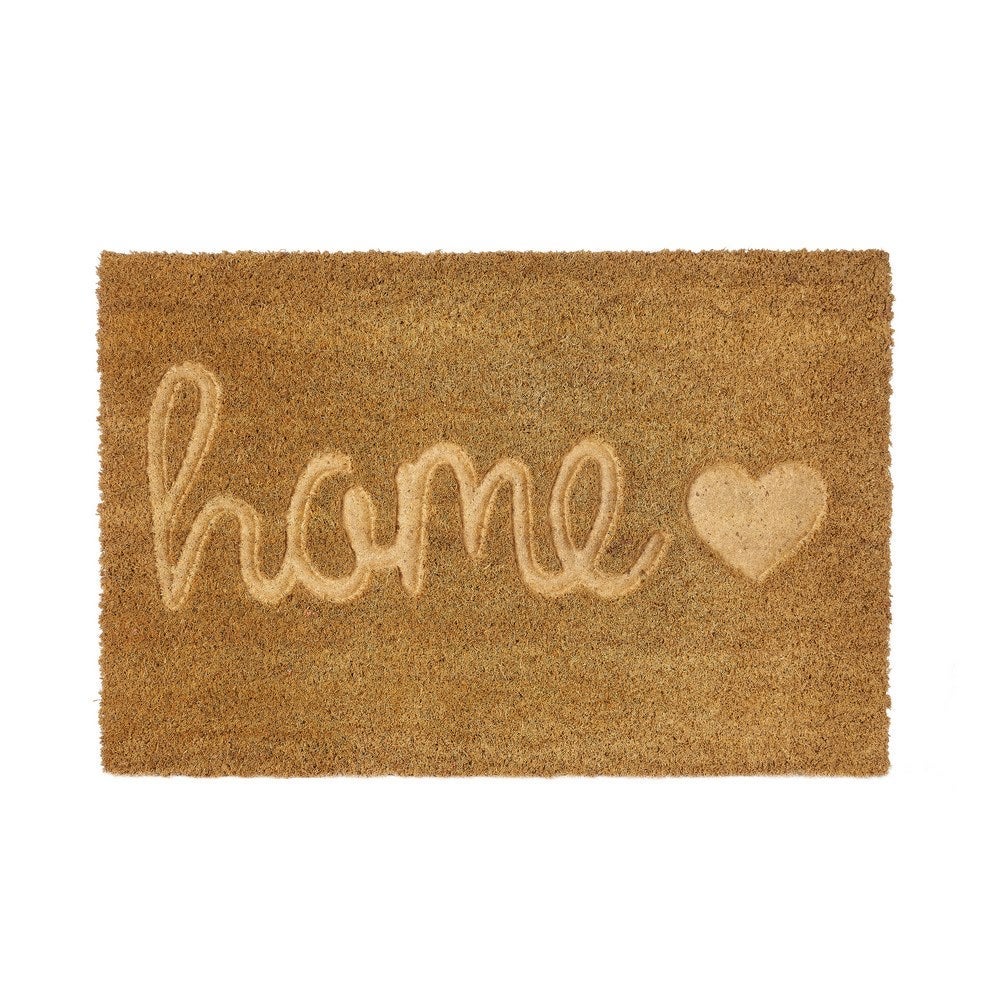 Felpudo Home antideslizante marrón de fibra de coco de 60x40 cm.