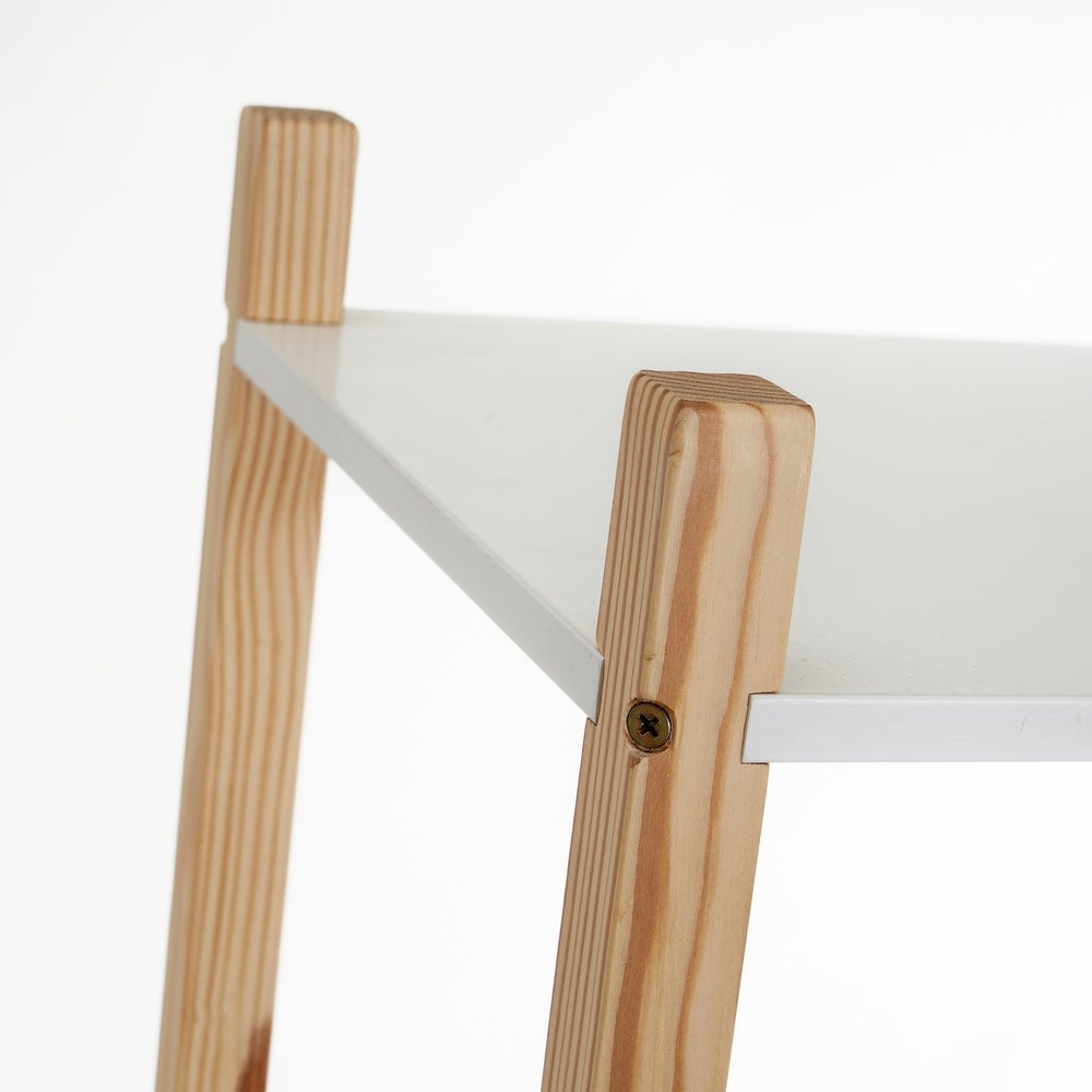 Estantería de 3 baldas de madera blanca con patas de pino