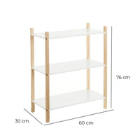 Estantería de 3 baldas de madera blanca con patas de pino