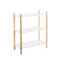 Estantería de 3 baldas de madera blanca con patas de pino