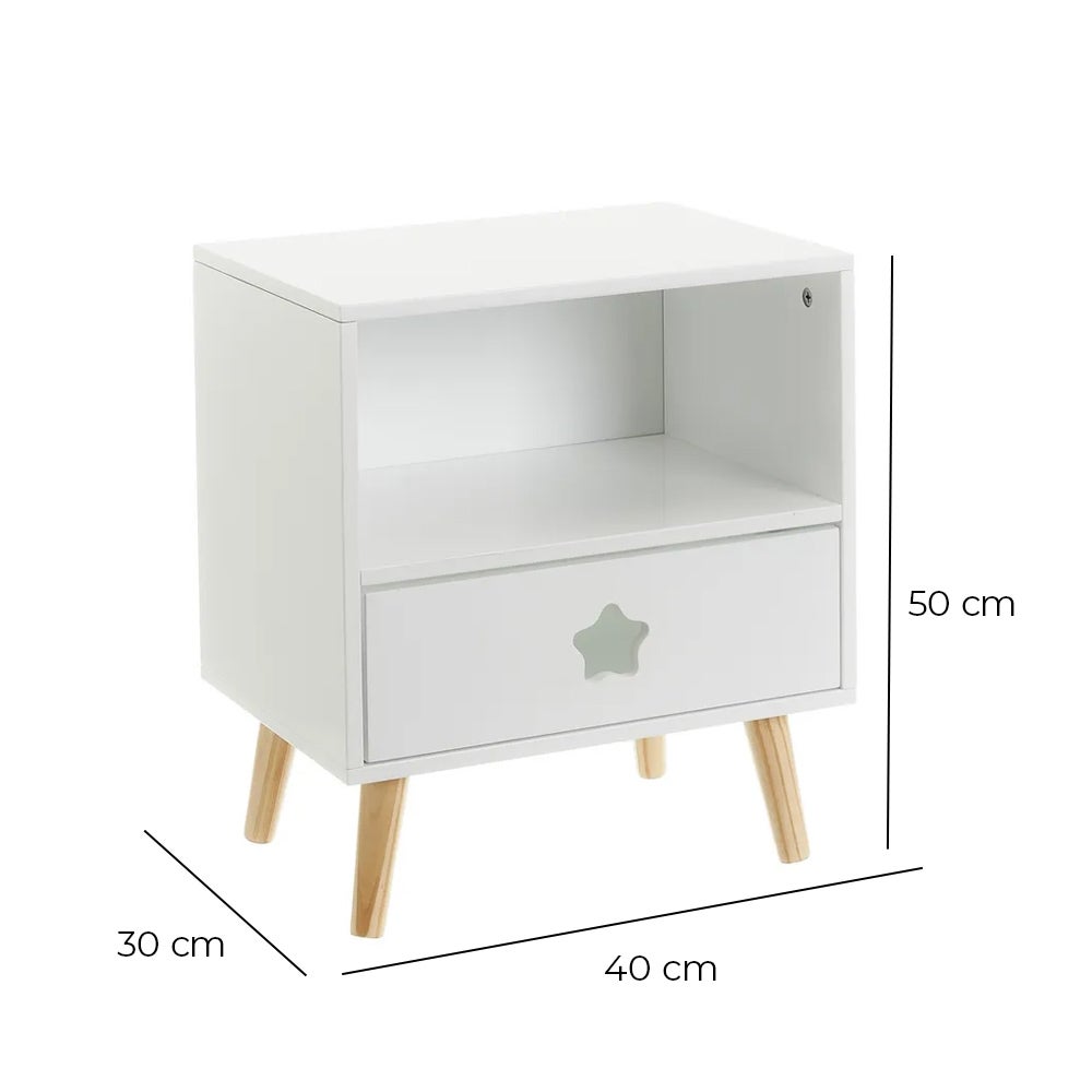 Mesita de noche 1 cajón blanco.