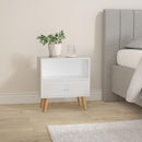 Mesita de noche 1 cajón blanco.