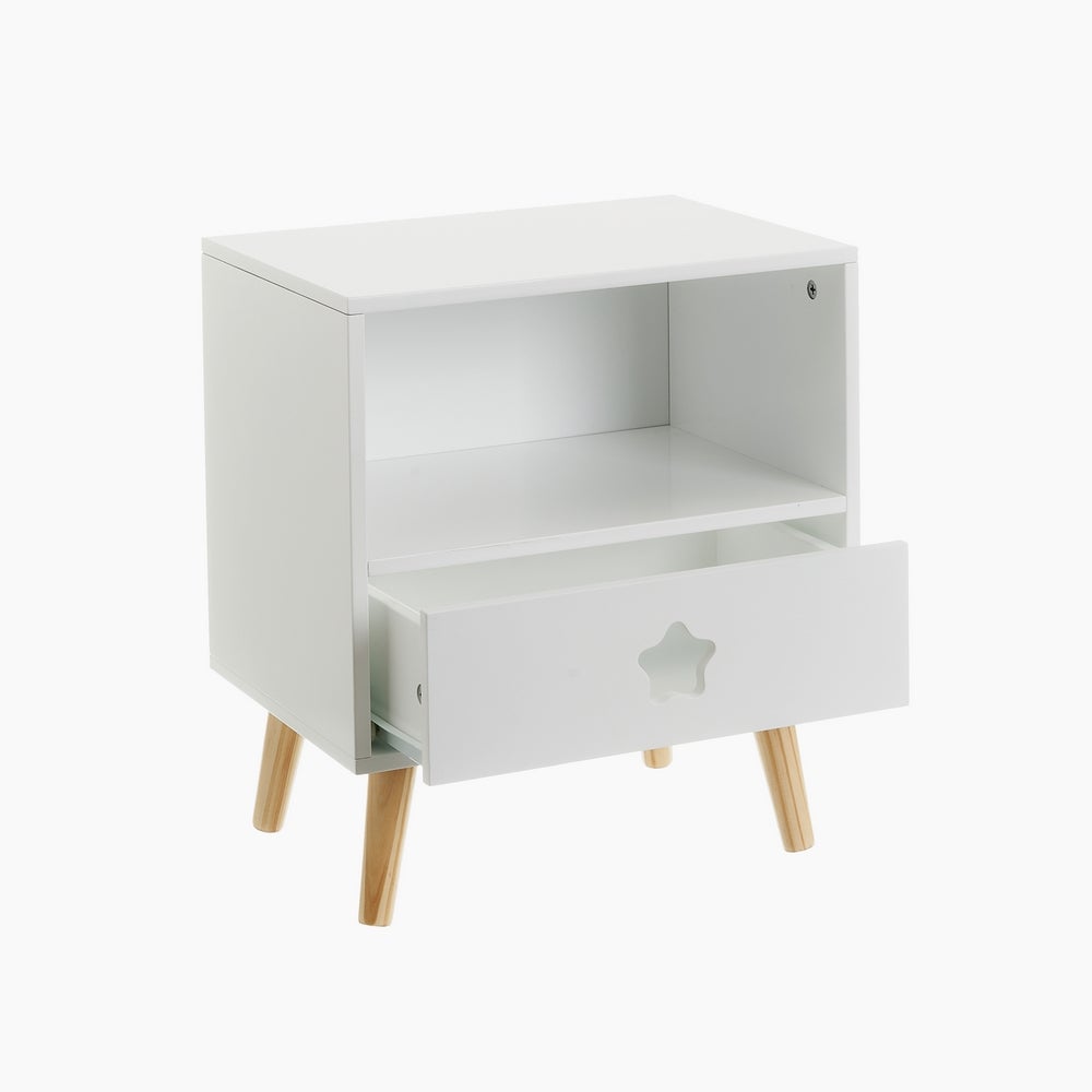 Mesita de noche 1 cajón blanco.