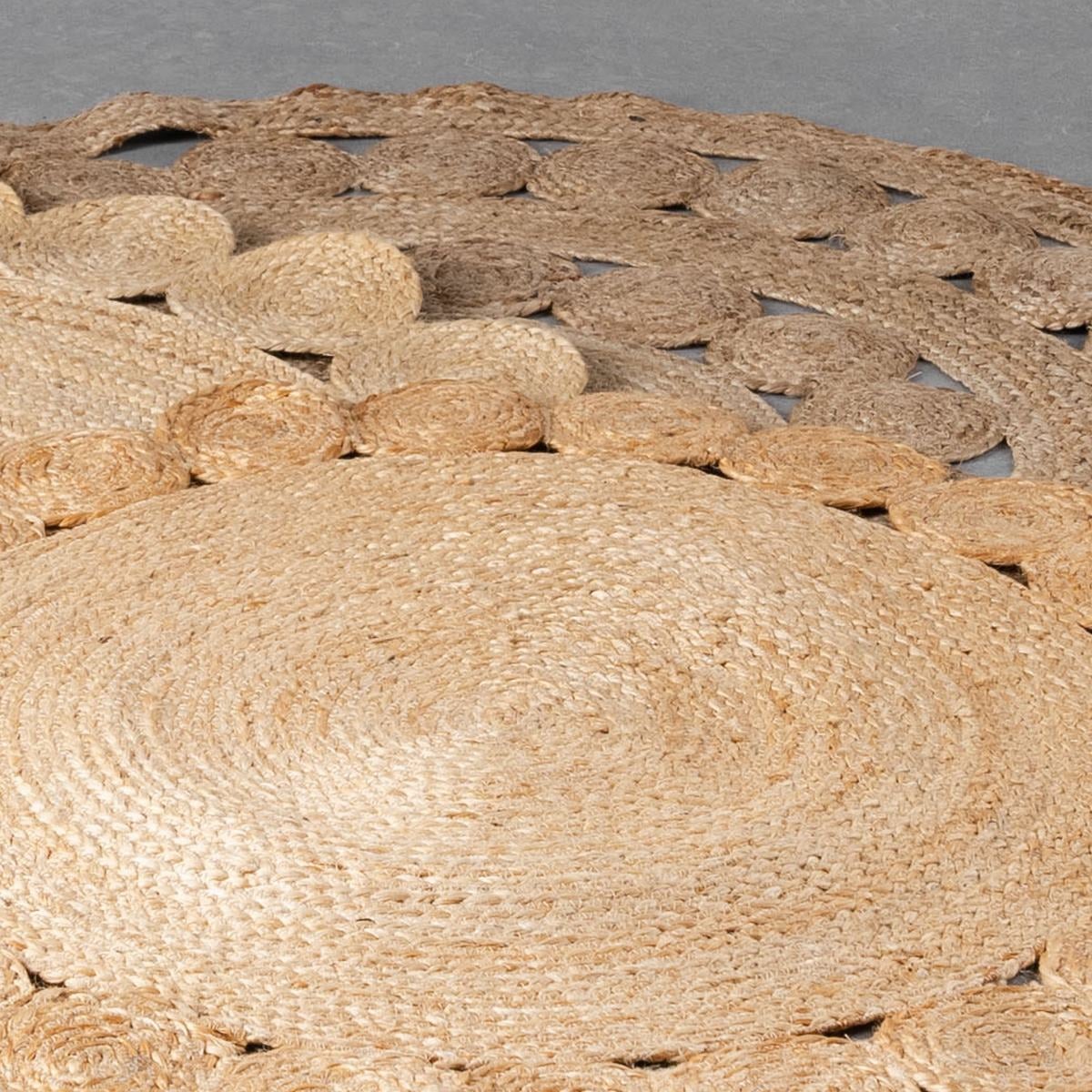 Alfombra de yute natural circulos de 100cm