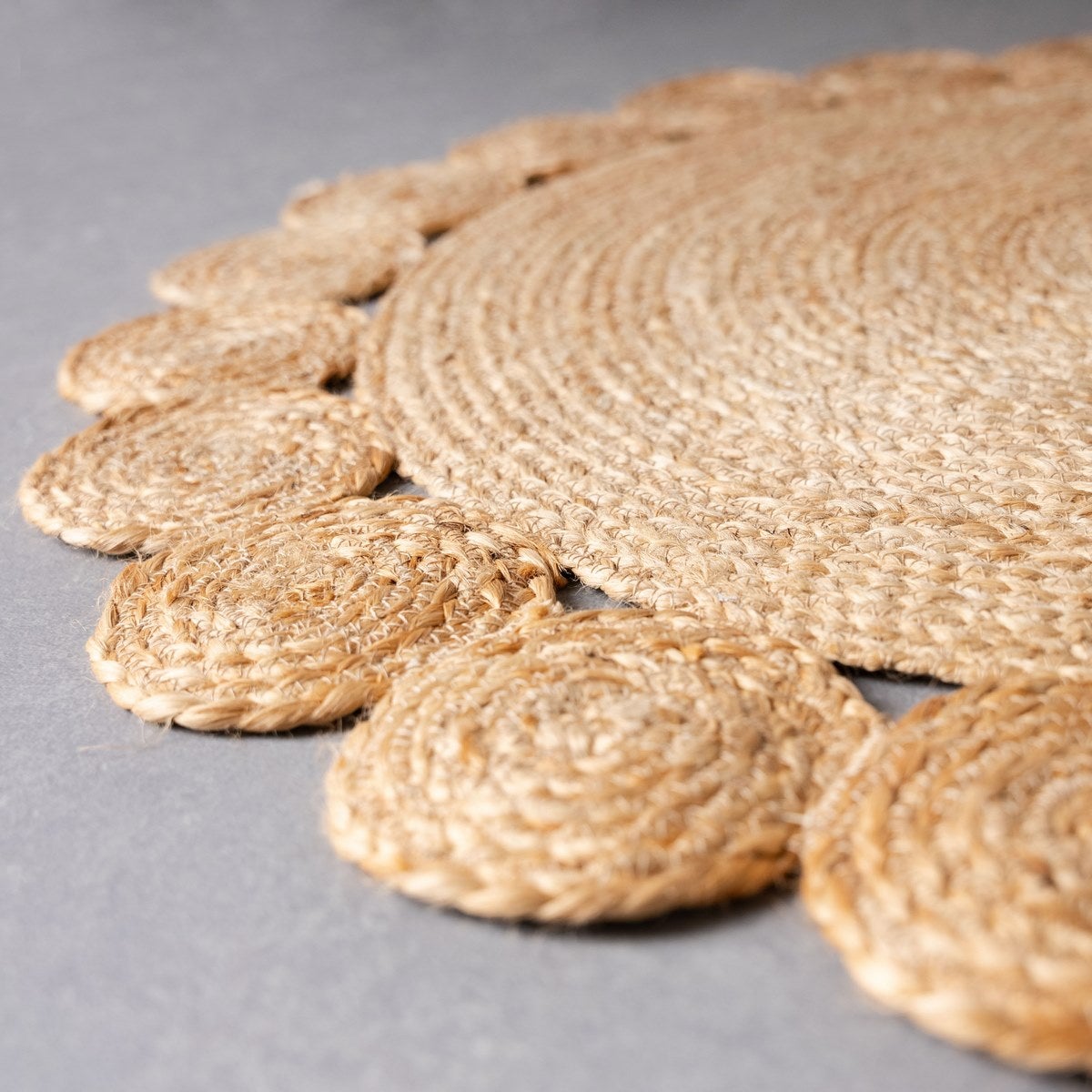 Alfombra de yute natural circulos de 100cm