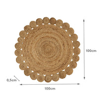 Alfombra de yute trenzada círculos de 100cm