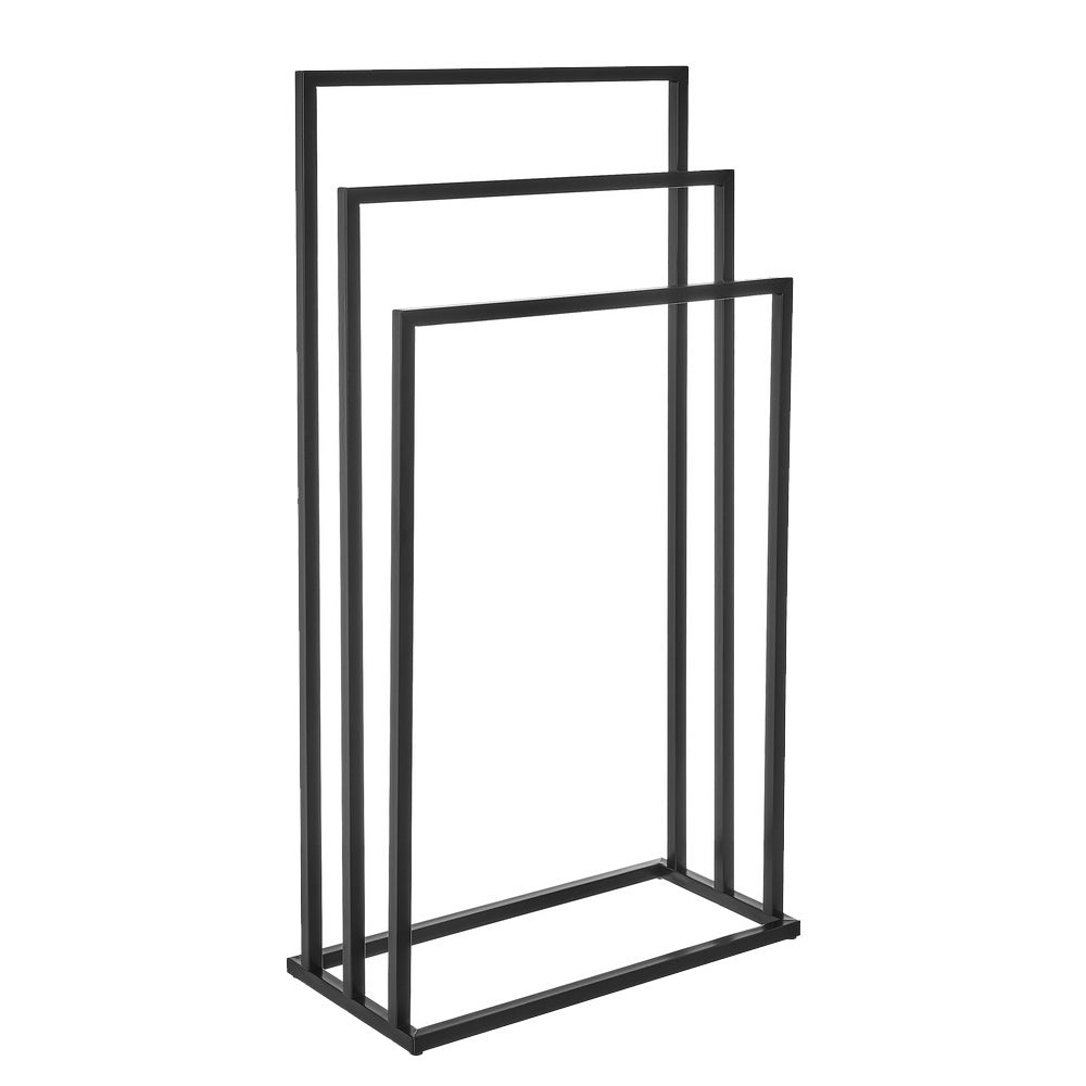 Toallero pie múltiple negro de metal de 45x21x84 cm