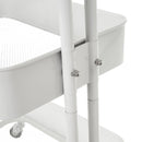 Carro multiusos blanco de metal con 3 cestas y ruedas con freno