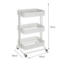 Carro multiusos blanco de metal con 3 cestas y ruedas con freno