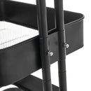 Carro multiusos negro de metal con 3 cestas y ruedas con freno