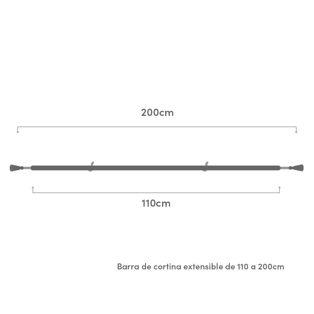 Barra de cortina extensible blanca