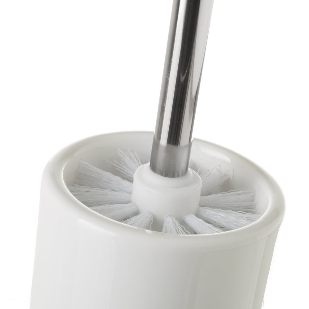 Escobillero de cerámica blanco