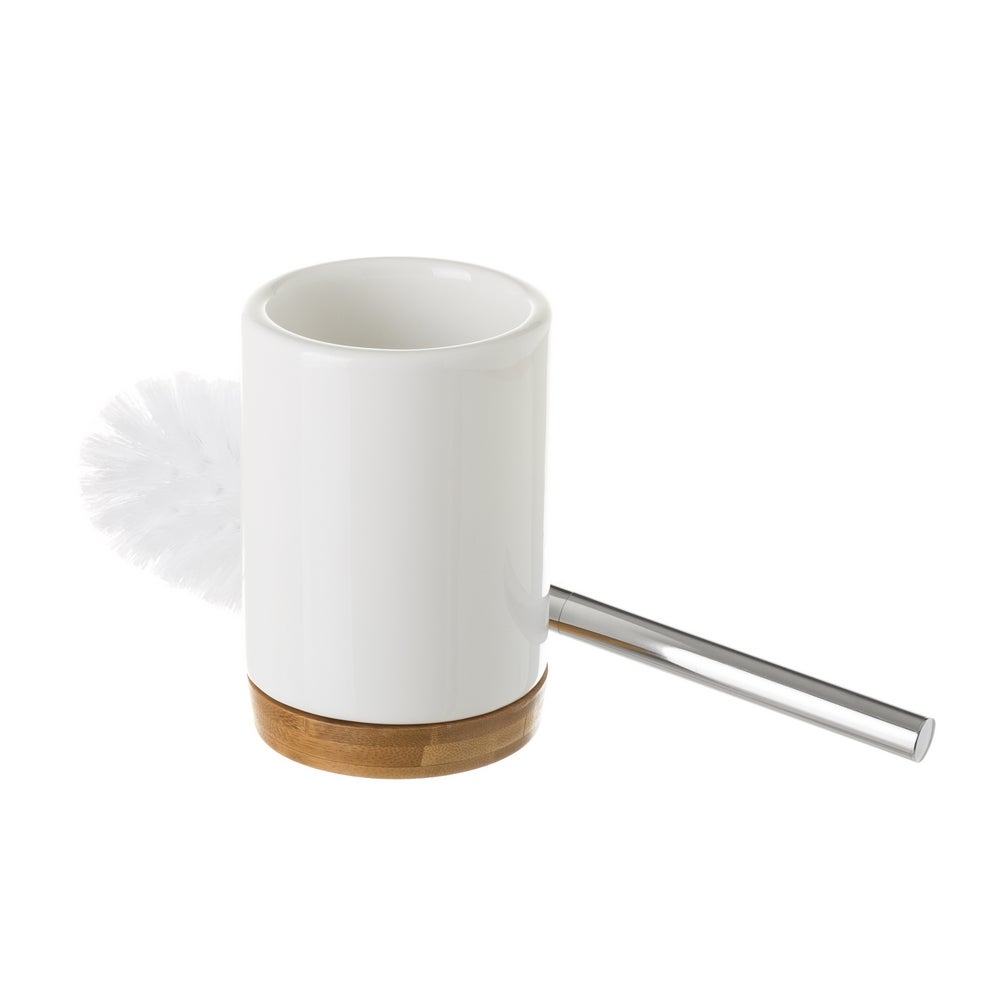 Escobillero de cerámica blanco