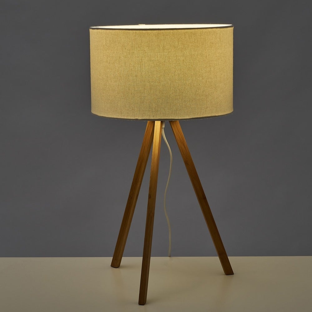 Lámpara de mesa trípode de bambú natural