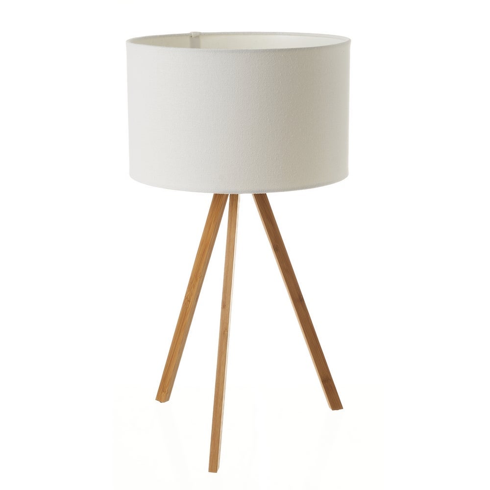 Lámpara de mesa trípode de bambú natural