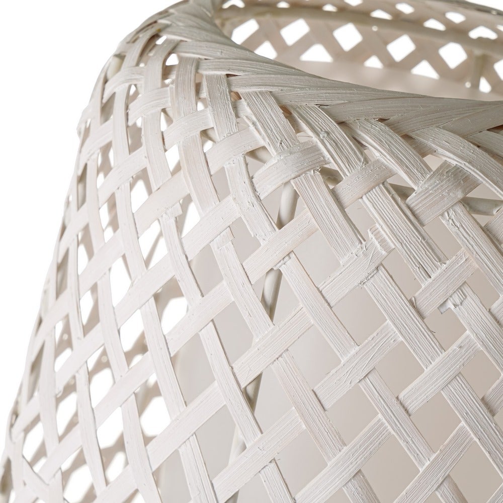 Lámpara de suelo blanca de metal y bambú