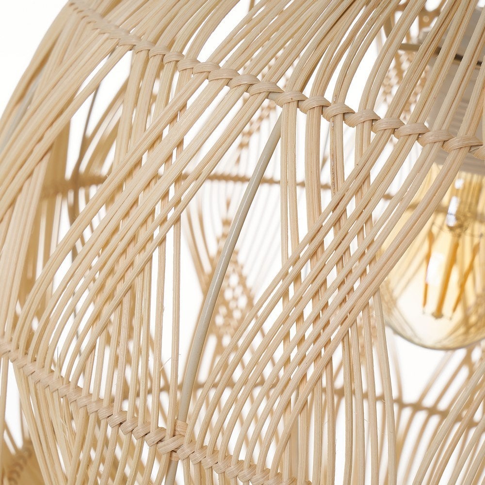 Lámpara de techo de metal y ratán natural