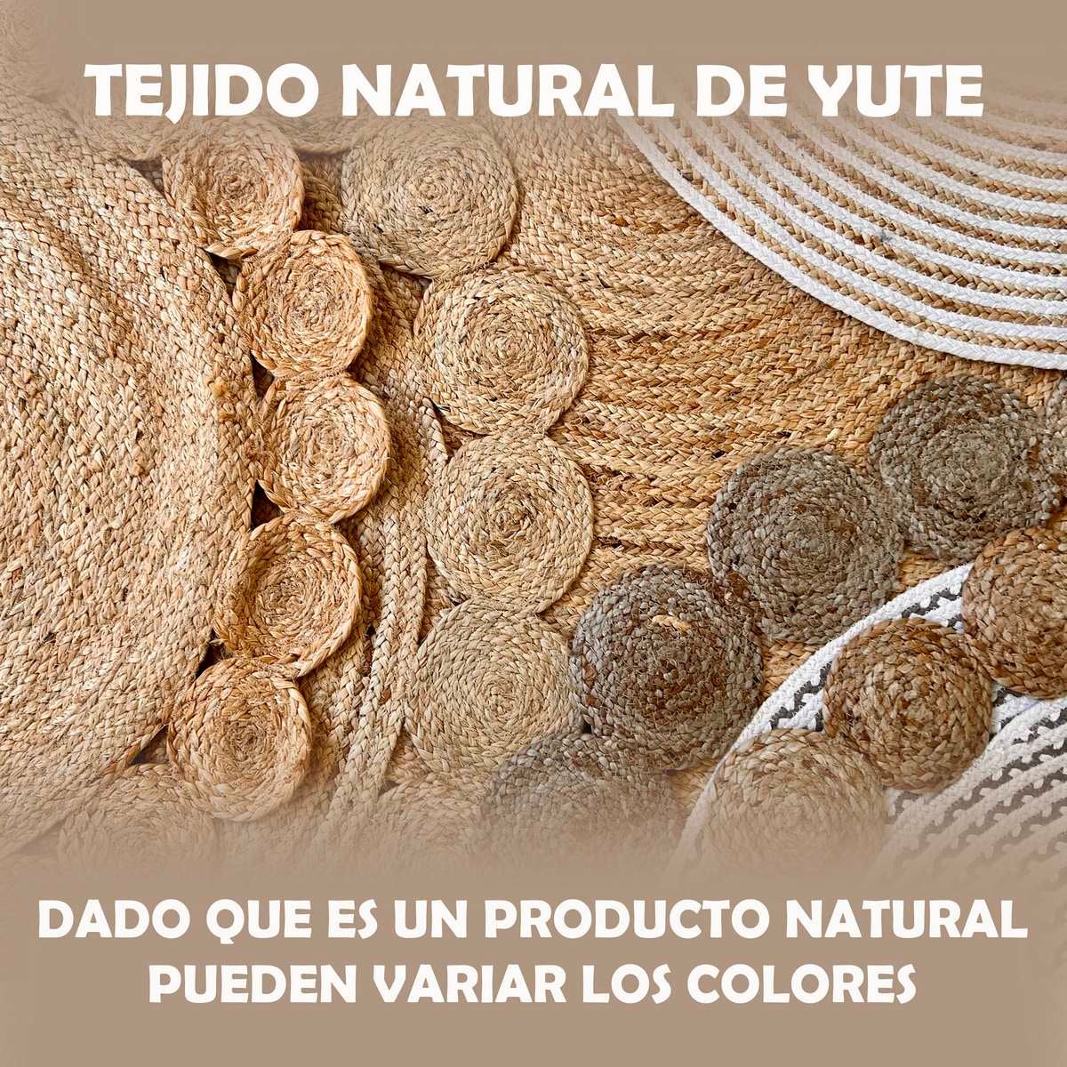 Alfombra de yute blanco de 90 cm