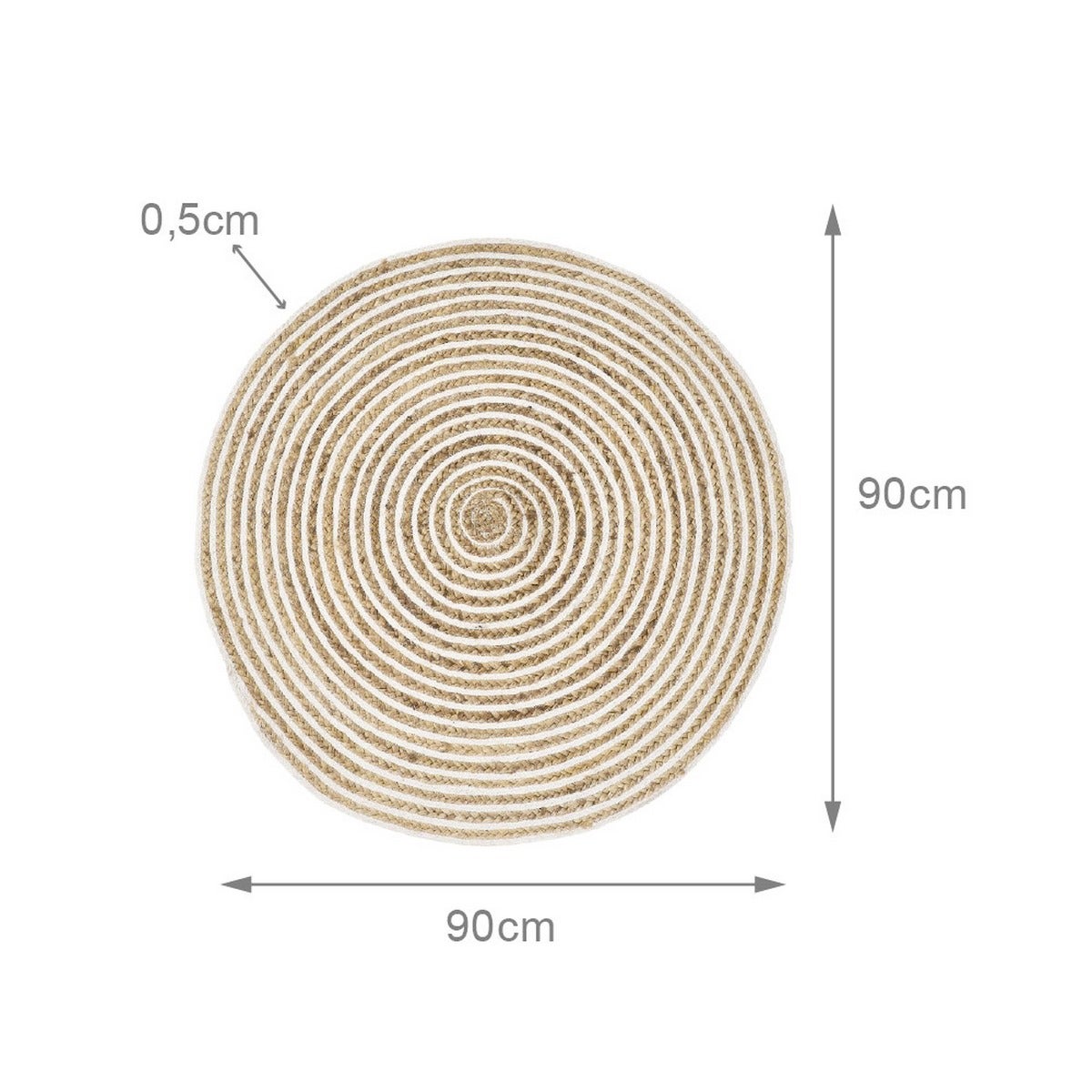 Alfombra de yute blanco de 90 cm