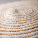 Alfombra redonda trenzada de yute blanca y natural de Ø 100 cm