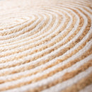 Alfombra redonda trenzada de yute blanca y natural de Ø 100 cm